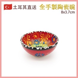 2virgo - 80MM手繪土耳其傳統工藝陶瓷碗， 土耳其餐具奧斯曼帝國浮雕圖案土耳其藝術時尚潮物(VTR-CERAMIC-BOWL-80MM-30006)